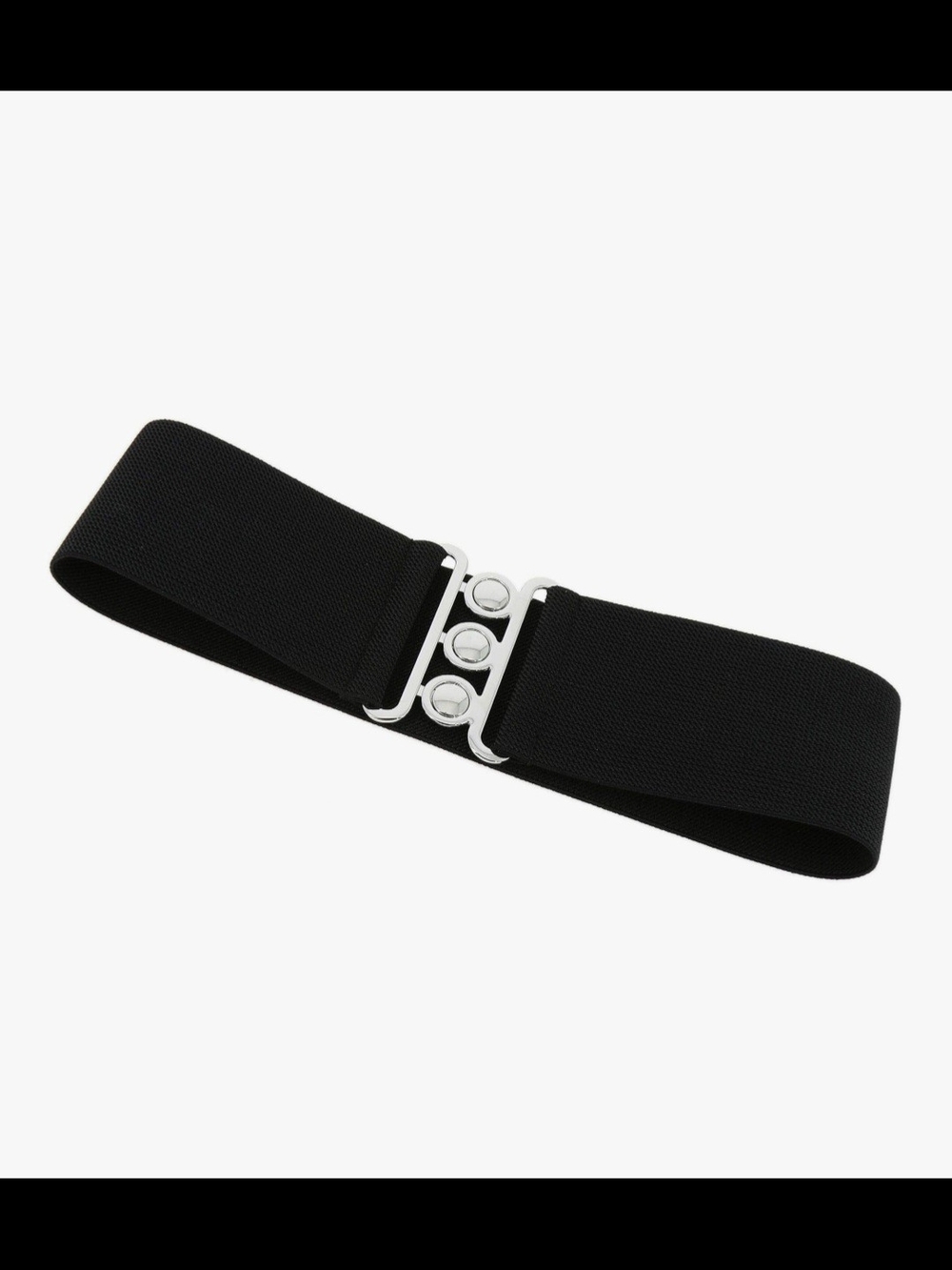 Black Elastic Waist Wide Belt with Silver Buckle
